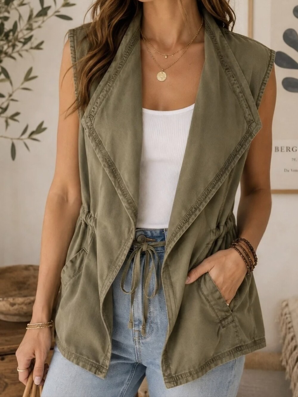 Max Jeans Sleeveless Utility Vest - XS